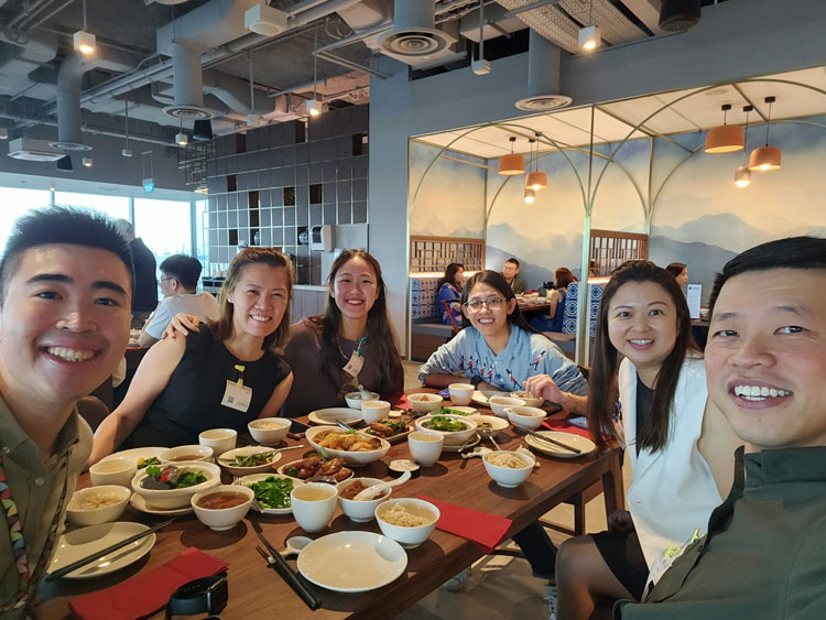 iClickers having lunch at Singapore Google Office